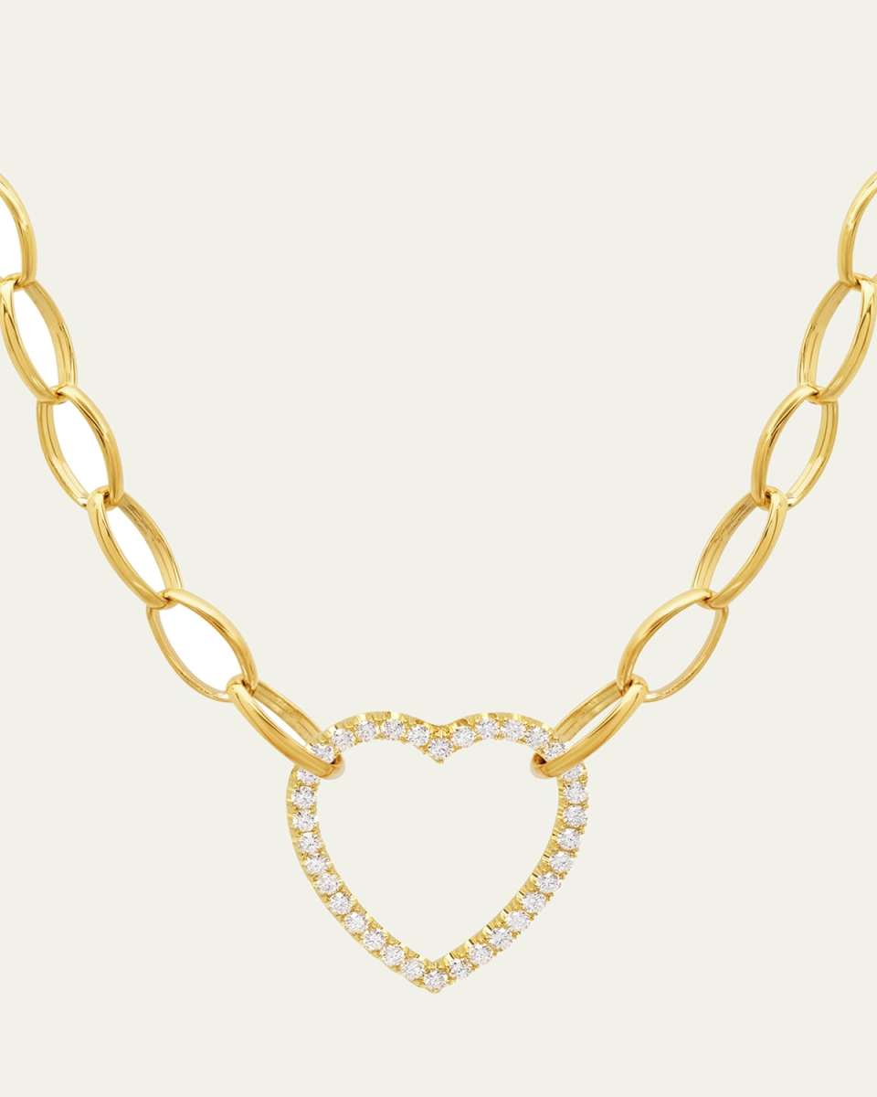 18K Yellow Gold Medium Edith Open Heart Diamond Necklace